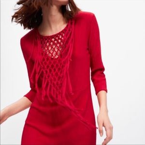 Zara knotted macrame v-neck dress